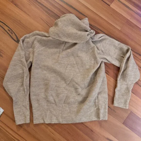 Quince Baby Alpaca-Wool Turtleneck Sweater, Camel Color (M) - Picture 5 of 5